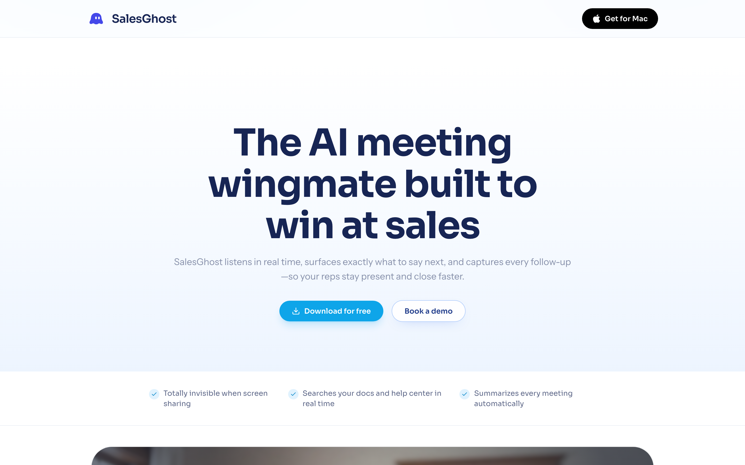 Generic SalesGhost landing page